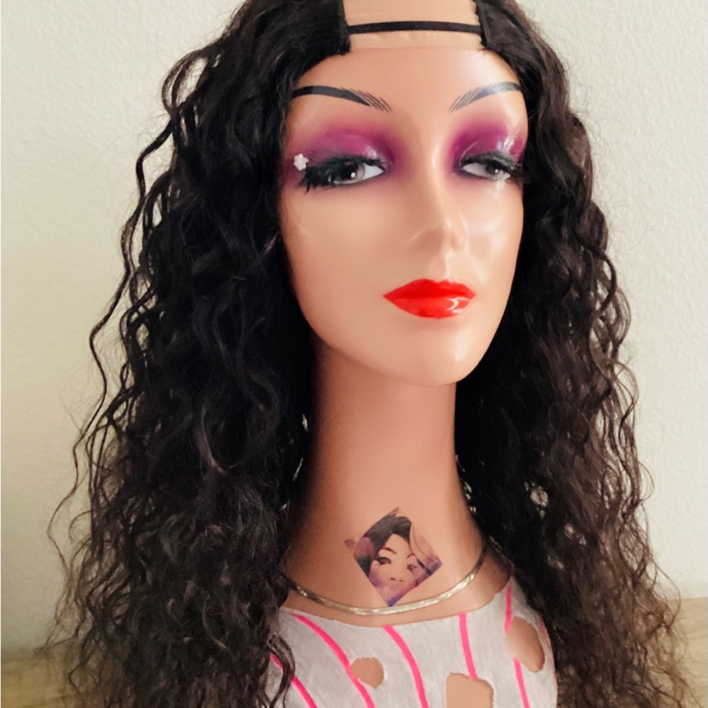 Natural Color Curly U Part Wig Human Hair for Beginner Full machine mean